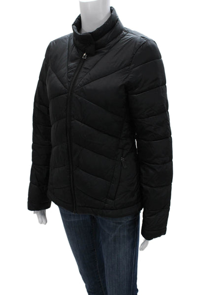 Marc New York Women Black Nylon Puffer Jacket Zip Closure Long Sleeve Size S
