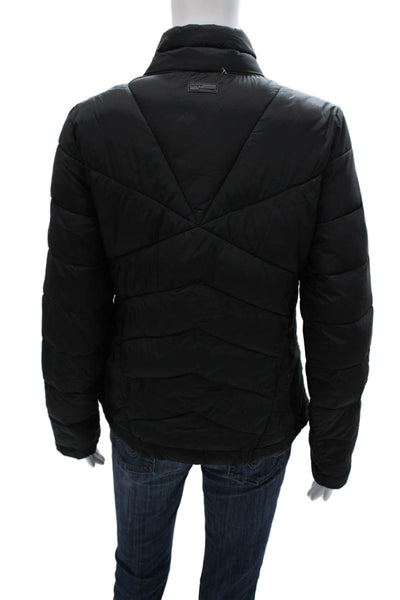 Marc New York Women Black Nylon Puffer Jacket Zip Closure Long Sleeve Size S