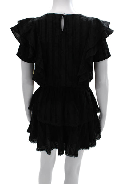 Shabby Chic Women Fit & Flare Dress Black Striped Short Sleeve Size XS