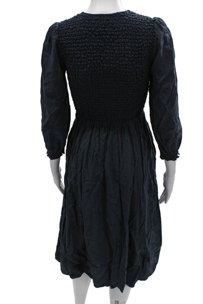 Wilfred Women Fit & Flare Maxi V Neck 3/4 Sleeve Black Dress Size S