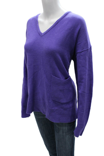 Renuar Womens V-Neck Pullover Viscose Sweater Long Sleeve Purple Size L