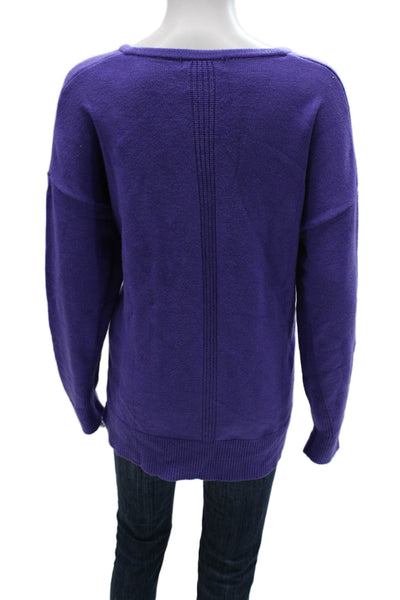 Renuar Womens V-Neck Pullover Viscose Sweater Long Sleeve Purple Size L