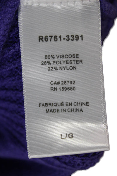 Renuar Womens V-Neck Pullover Viscose Sweater Long Sleeve Purple Size L