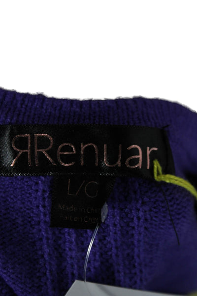 Renuar Womens V-Neck Pullover Viscose Sweater Long Sleeve Purple Size L