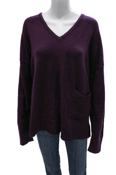 Renuar Womens Pullover V Neck Purple Viscose Sweater Long Sleeve Size 2X