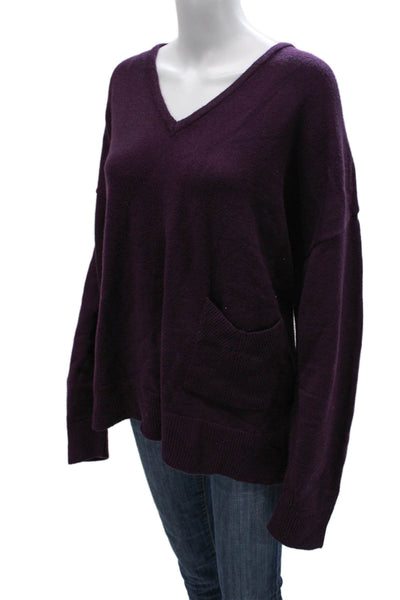 Renuar Womens Pullover V Neck Purple Viscose Sweater Long Sleeve Size 2X