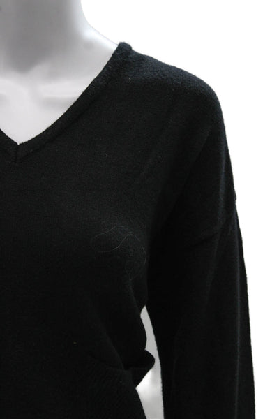 Renuar Womens V Neck Black Pullover Sweater Viscose Long Sleeve Size XL