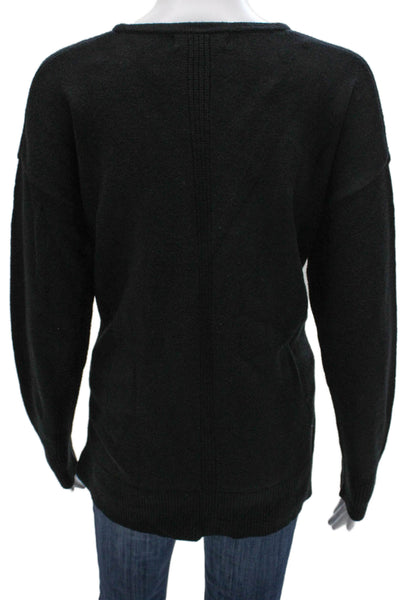 Renuar Womens V Neck Black Pullover Sweater Viscose Long Sleeve Size XL
