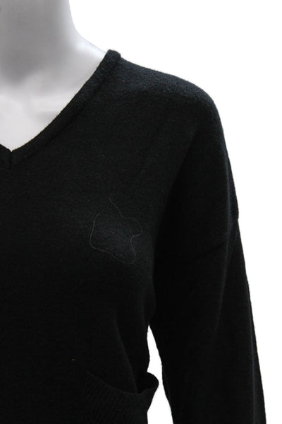 Renuar Womens V-Neck Viscose Pullover Sweater Black Long Sleeve Size M