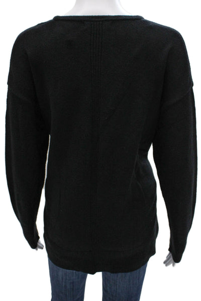Renuar Womens V-Neck Viscose Pullover Sweater Black Long Sleeve Size M