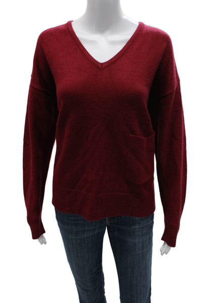Renuar Womens Red V-Neck Pullover Sweater Viscose Long Sleeve Size 2XL