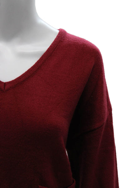Renuar Womens Red V-Neck Pullover Sweater Viscose Long Sleeve Size 2XL