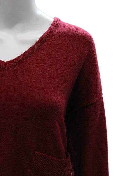 Renuar Women Red V-Neck Pullover Sweater Long Sleeve Solid Size L