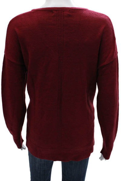 Renuar Women Red V-Neck Pullover Sweater Long Sleeve Solid Size L