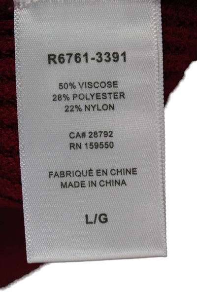 Renuar Women Red V-Neck Pullover Sweater Long Sleeve Solid Size L