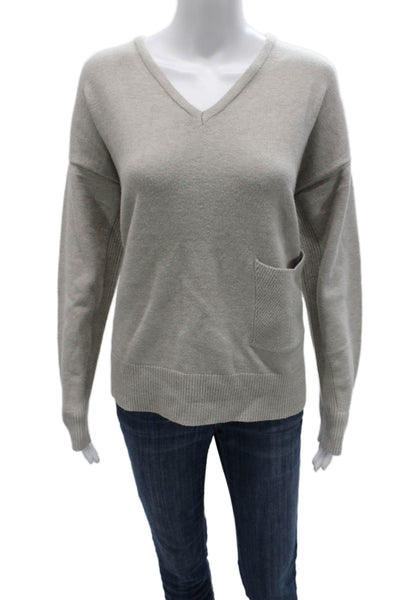 Renuar Women Pullover V-Neck Sweater Gray Viscose Long Sleeve Size 2XL