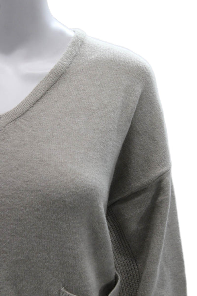 Renuar Women Pullover V-Neck Sweater Gray Viscose Long Sleeve Size 2XL