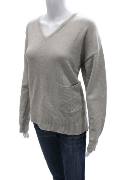 Renuar Women Pullover V-Neck Sweater Gray Viscose Long Sleeve Size 2XL