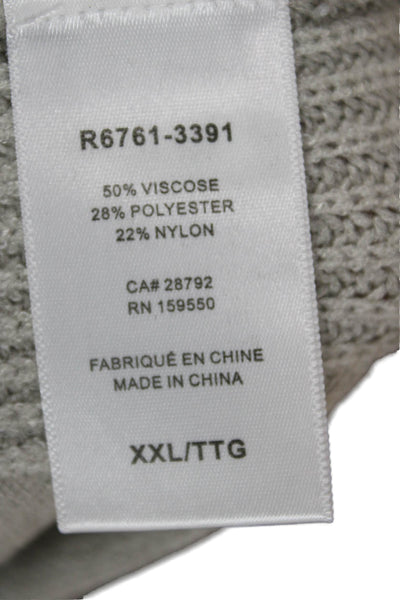 Renuar Women Pullover V-Neck Sweater Gray Viscose Long Sleeve Size 2XL