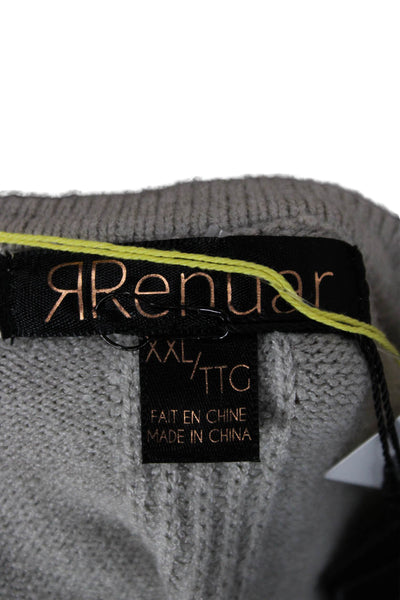 Renuar Women Pullover V-Neck Sweater Gray Viscose Long Sleeve Size 2XL