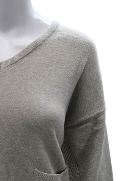 Renuar Women Pullover Sweater Gray V-Neck Viscose Long Sleeve Size L
