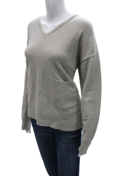 Renuar Women Pullover Sweater Gray V-Neck Viscose Long Sleeve Size L