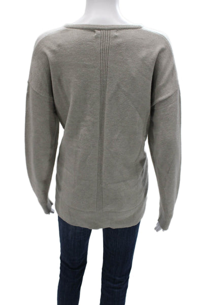 Renuar Women Pullover Sweater Gray V-Neck Viscose Long Sleeve Size L