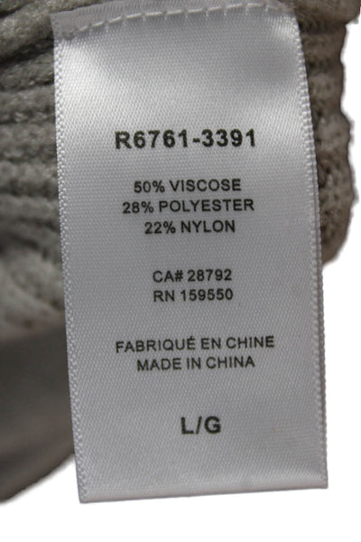 Renuar Women Pullover Sweater Gray V-Neck Viscose Long Sleeve Size L
