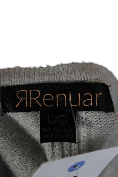 Renuar Women Pullover Sweater Gray V-Neck Viscose Long Sleeve Size L