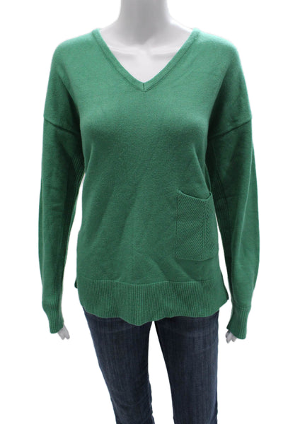 Renuar Women Pullover Sweater V-Neck Green Long Sleeve Size L