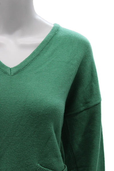 Renuar Women Pullover Sweater V-Neck Green Long Sleeve Size L