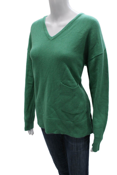 Renuar Women Pullover Sweater V-Neck Green Long Sleeve Size L