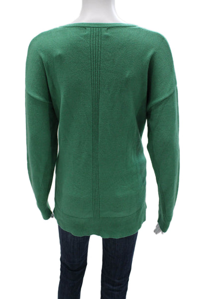 Renuar Women Pullover Sweater V-Neck Green Long Sleeve Size L