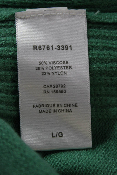 Renuar Women Pullover Sweater V-Neck Green Long Sleeve Size L