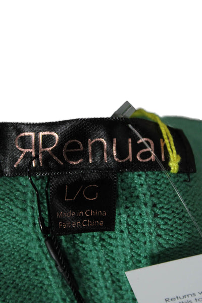 Renuar Women Pullover Sweater V-Neck Green Long Sleeve Size L