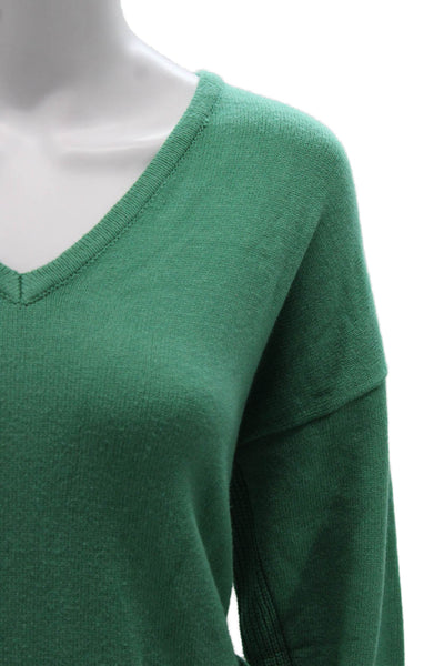 Renuar Women Pullover Sweater V-Neck Long Sleeve Green Size XL