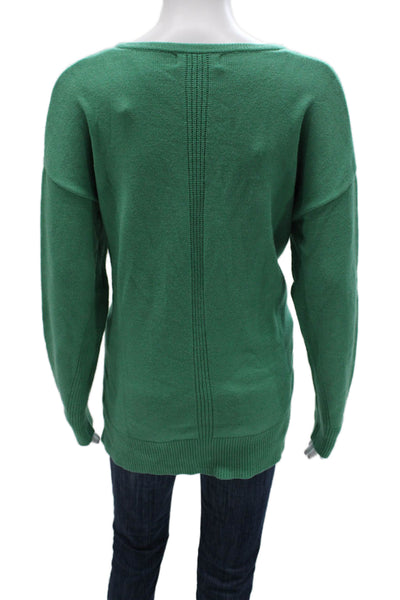 Renuar Women Pullover Sweater V-Neck Long Sleeve Green Size XL