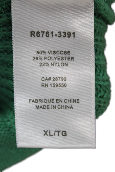 Renuar Women Pullover Sweater V-Neck Long Sleeve Green Size XL