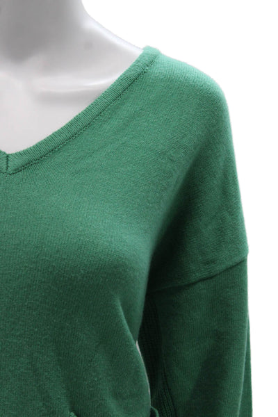 Renuar Womens Green V Neck Viscose Pullover Sweater Long Sleeve Size M
