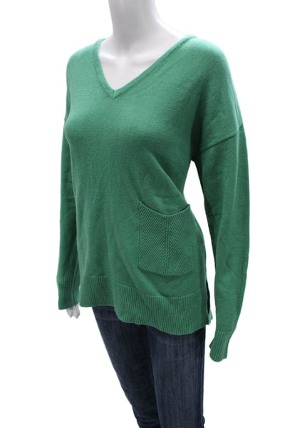 Renuar Womens Green V Neck Viscose Pullover Sweater Long Sleeve Size M