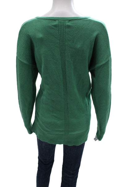 Renuar Womens Green V Neck Viscose Pullover Sweater Long Sleeve Size M