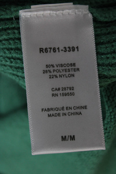 Renuar Womens Green V Neck Viscose Pullover Sweater Long Sleeve Size M