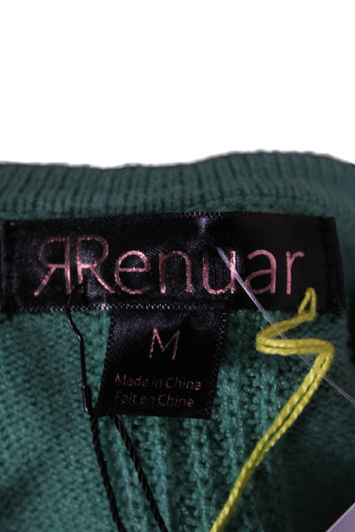 Renuar Womens Green V Neck Viscose Pullover Sweater Long Sleeve Size M