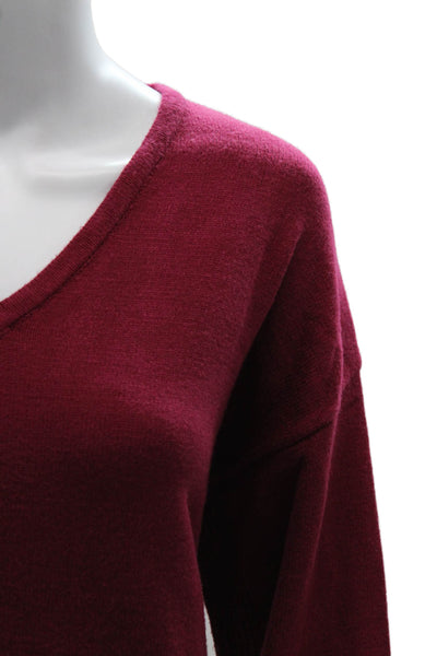 Renuar Women Pullover Sweater V Neck Red Viscose Long Sleeve Size XL