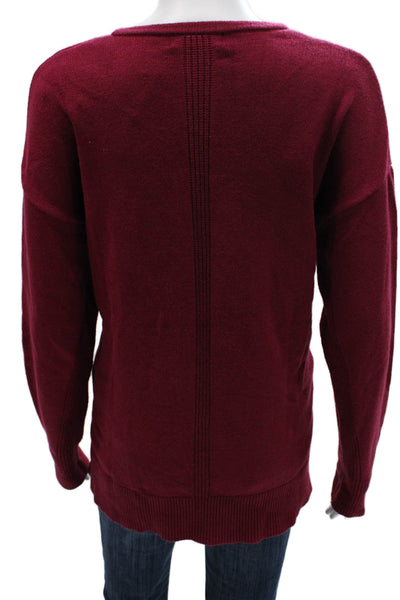Renuar Women Pullover Sweater V Neck Red Viscose Long Sleeve Size XL