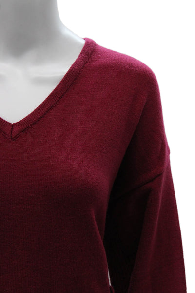 Renuar Women Red V-Neck Pullover Sweater Long Sleeve Size M