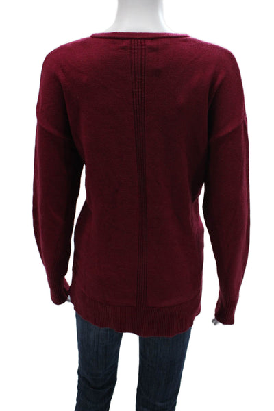Renuar Women Red V-Neck Pullover Sweater Long Sleeve Size M