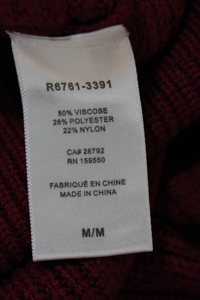 Renuar Women Red V-Neck Pullover Sweater Long Sleeve Size M