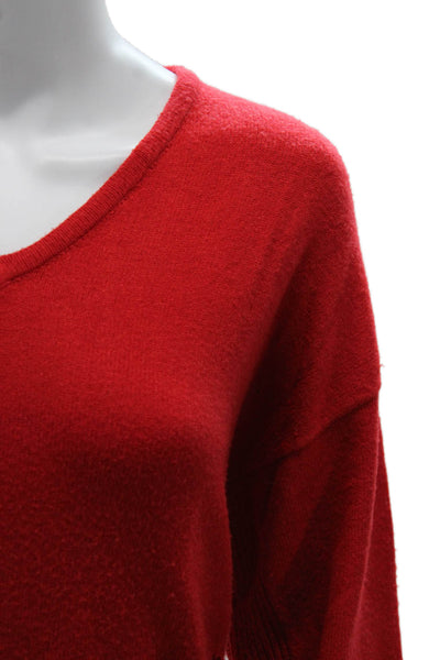 Renuar Womens Pullover Sweater V-Neck Long Sleeve Viscose Red Size L