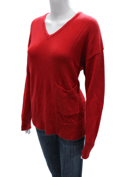 Renuar Womens Pullover Sweater V-Neck Long Sleeve Viscose Red Size L